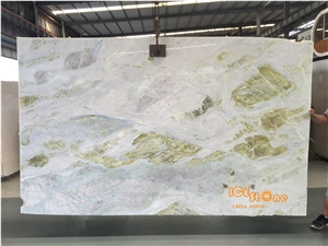 Chinese White Jade Blue Veins Marble Moon River