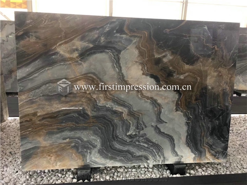 Blue Roma Impression Marble Stone Slabs for Floor