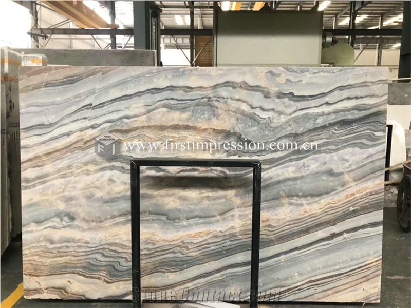 Bookmatch Roma Impression Blue Marble Slabs,Tiles