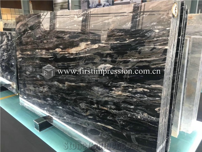 China Mystic River Black Marble Slabs&Tiles