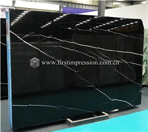 China Nero Marquina Black Marble Slabs Floor Wall