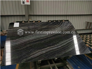 China Silver Wave Black Wooden Marble Stone Slabs