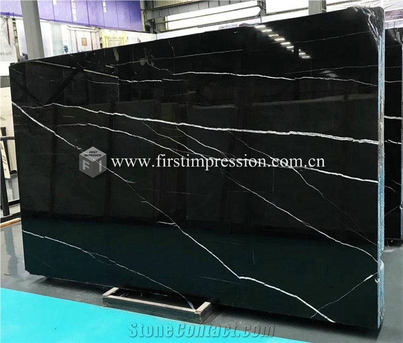 Nero Marquina Black Marble Slab&Tile Floor Wall