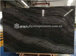 Silver Wave Black Wooden Marble Stone Slabs
