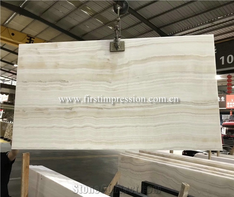 Straight Vein Onyx Onice Ivory Slabs for Walling