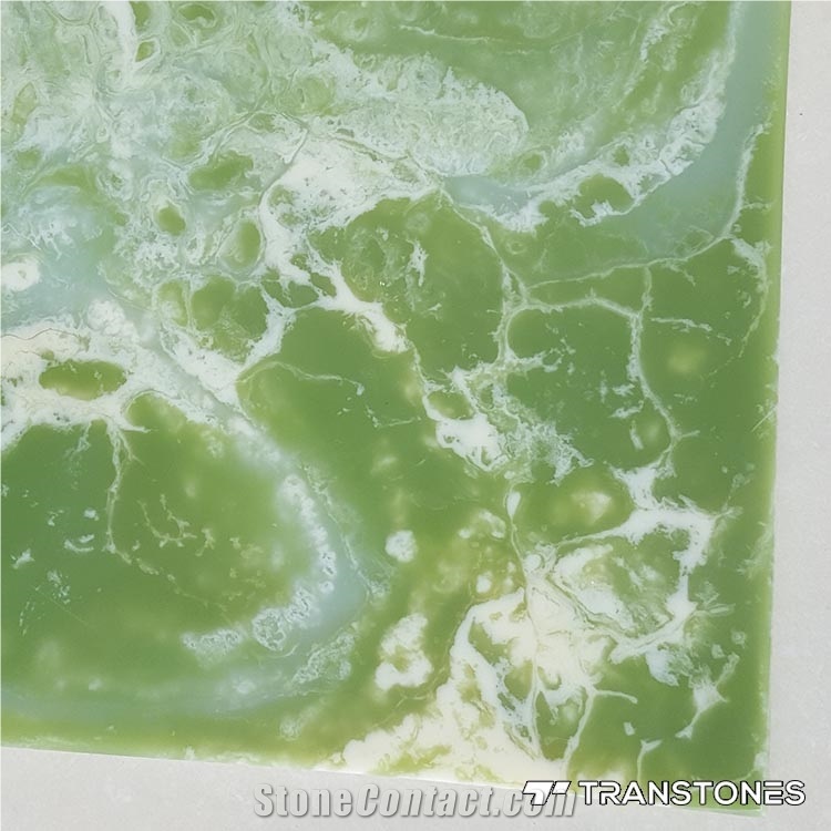 Green Stone Faux Backlit Alabaster for Table Top