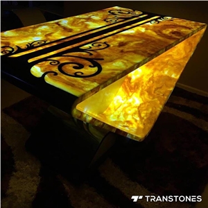 Translucent Artificial Stone Alabaster Office Desk
