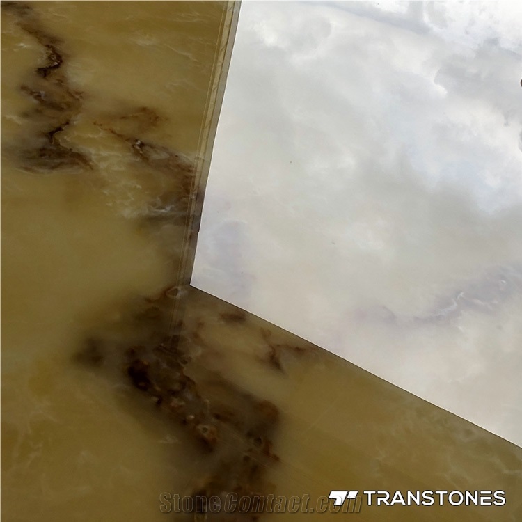 Yellow Translucent Polished Faux Alabaster Sheets