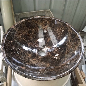 Dark Emperador Marble Round Basins