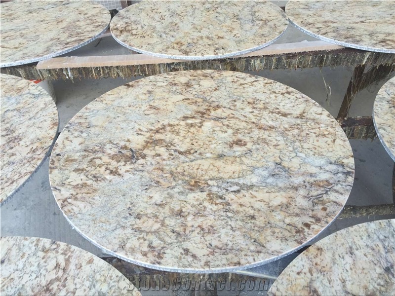 Diamond Yellow Granite Round Honeycomb Table Tops