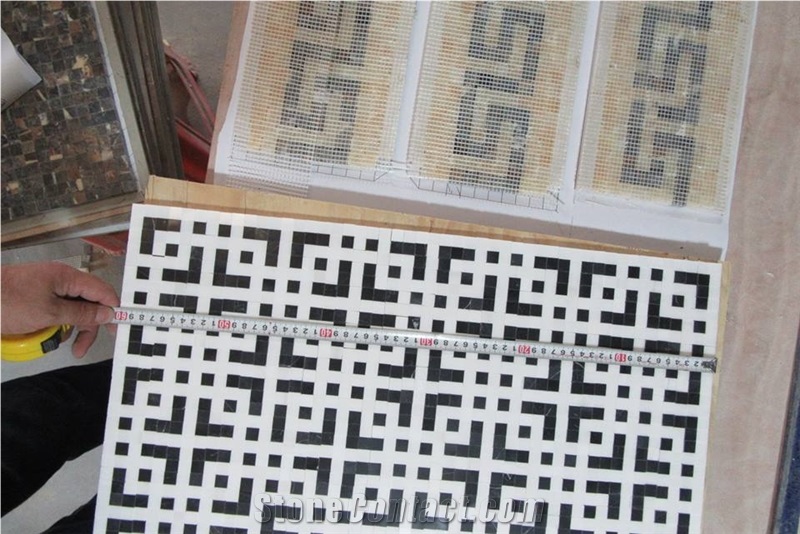 Nero Marquina Marble Mosiac Tiles Guangxi White