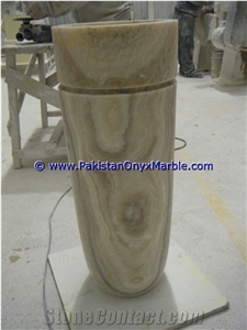 Afghan Green Onyx Pedestals Hand Carved Pillars