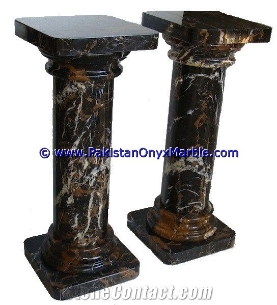 Black Gold Marble Pedestals Stand Display