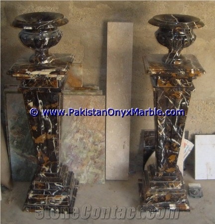 Black Gold Marble Pedestals Stand Display