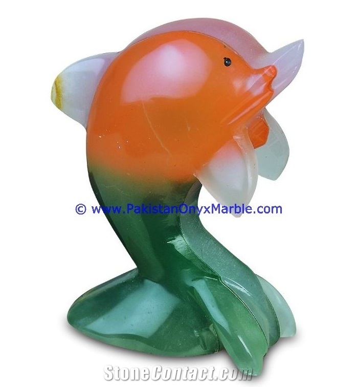 Colored Patchwork Tukri Onyx Dolphins Fish