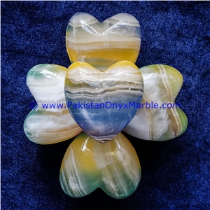 Colored Patchwork Tukri Onyx Handcarved Heart