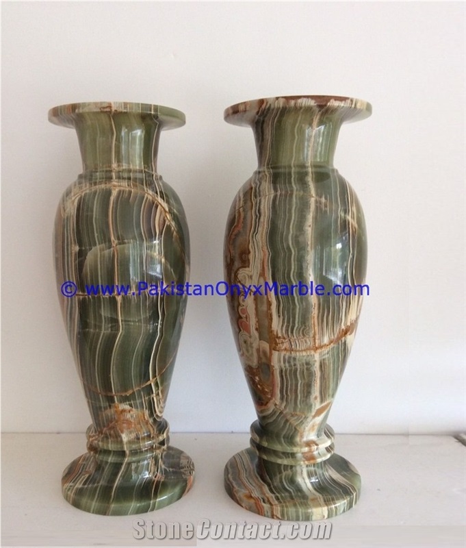 Dark Green Onyx Memorial Vases