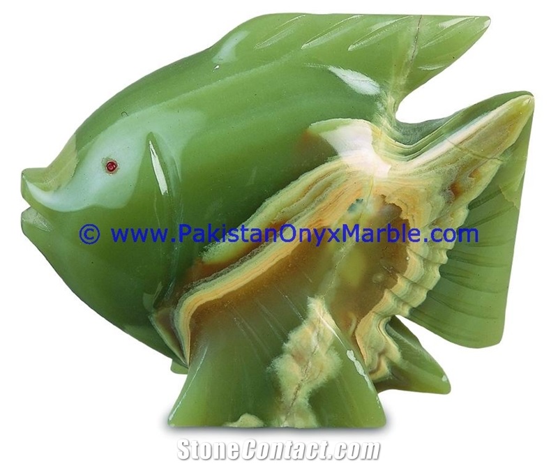 Green Onyx Fish Handcarved Statue Sculpture