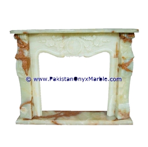 Green Onyx Polished Carving Fireplace