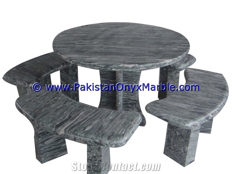 Jet Black Marble Benches Table Natural