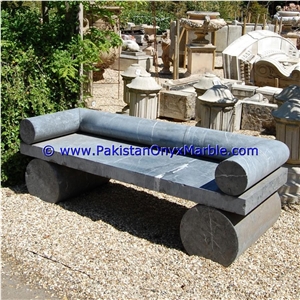 Jet Black Marble Benches Table Natural
