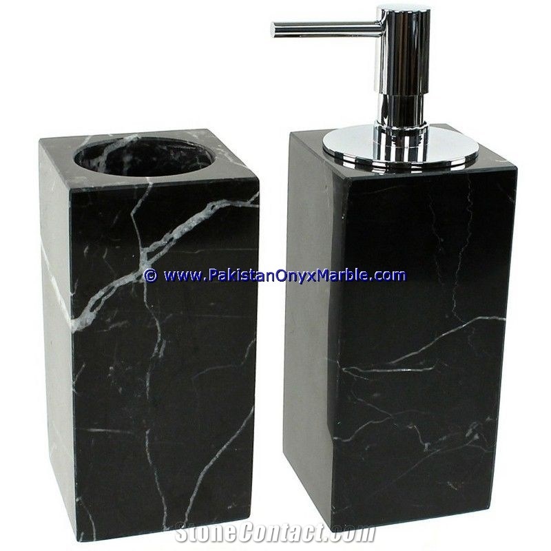Jet Black Natural Marble Bathroom Accessories