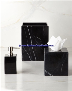 Jet Black Natural Marble Bathroom Accessories