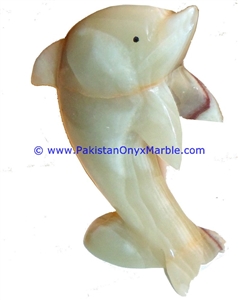 Light Green Onyx Dolphins Fish Handicraft Carving