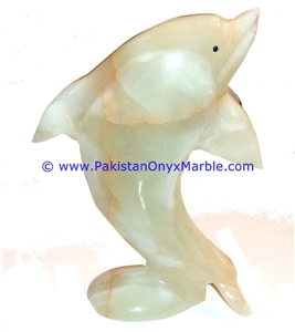 Light Green Onyx Dolphins Fish Handicraft Carving