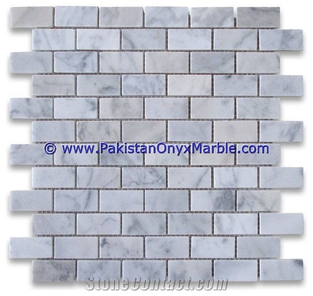 Marble Mosaic Tiles Ziarat Carrara White Brick
