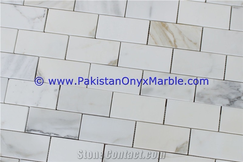Marble Mosaic Tiles Ziarat Carrara White Brick
