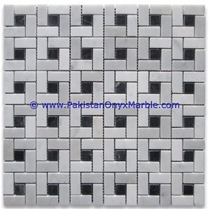 Marble Mosaic Tiles Ziarat Carrara White Pinwheel