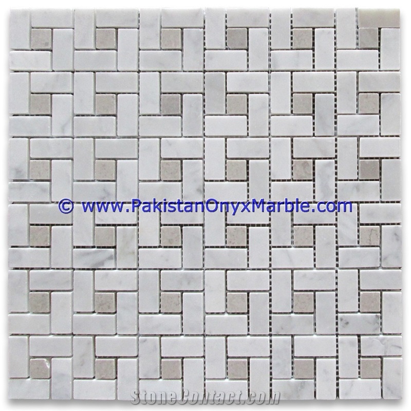 Marble Mosaic Tiles Ziarat Carrara White Pinwheel