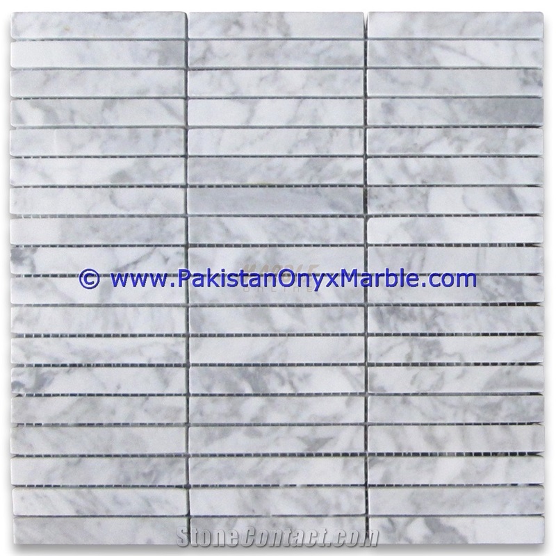 Marble Mosaic Tiles Ziarat Carrara White Rectangle