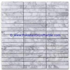Marble Mosaic Tiles Ziarat Carrara White Rectangle