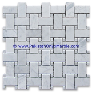 Marble Mosaic Tiles Ziarat White Basketweave