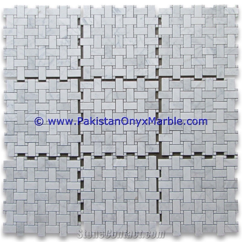Marble Mosaic Tiles Ziarat White Basketweave