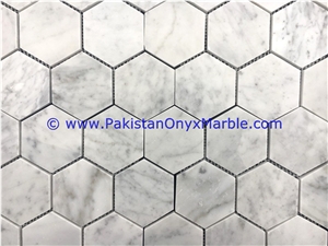 Marble Mosaic Tiles Ziarat White Hexagon