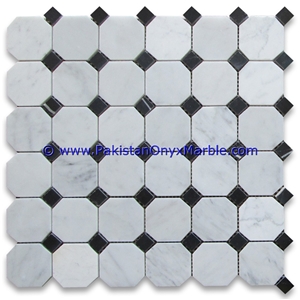 Marble Mosaic Tiles Ziarat White Octagon