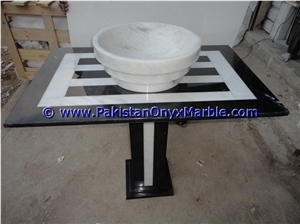 Marble Pedestals Sinks Basins Jet Blak