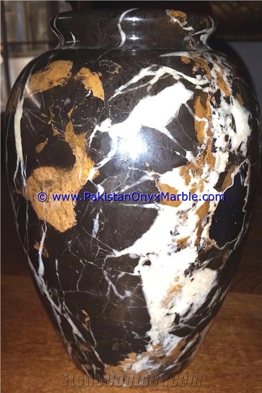 Marble Planters Outdoor Garden Black and Gold