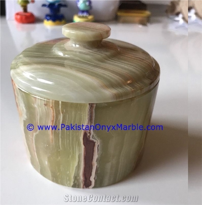 Multi Green Onyx Jars Trinket Container