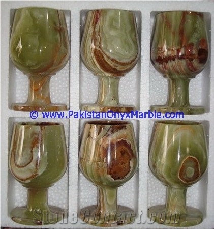 Multi Green Onyx Wine Sherry Glasses