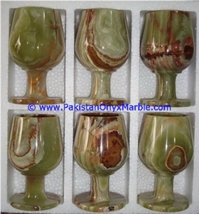 Multi Green Onyx Wine Sherry Glasses