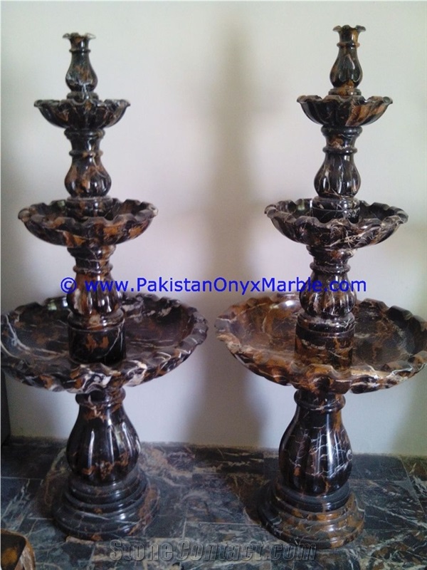Natural Black and Gold Marble Water Fountain