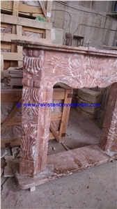 Natural Color Marble Fireplaces Red