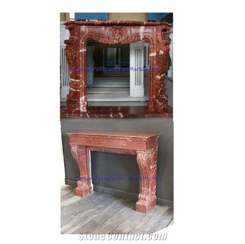 Natural Color Marble Fireplaces Red