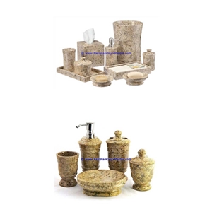 Natural Pakistan Fossil Marble Bathroom Accessories