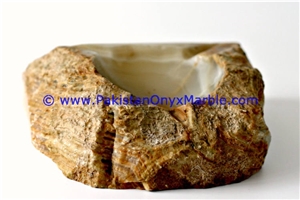 Natural Rough Rock Onyx Handcarved Cigar Ashtrays