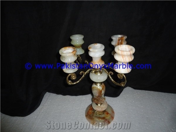 Onyx Brass Five Candle Stick Holder